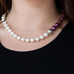 Purple and white pearl necklace and earrings!